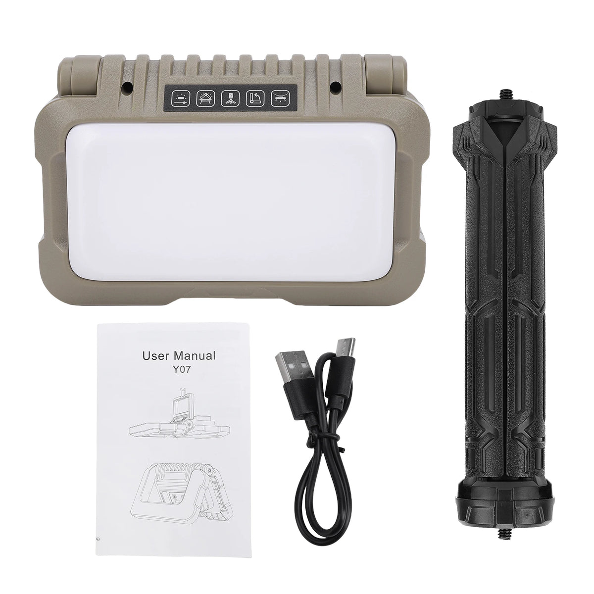 lampe camping pliable beige robuste clips modes éclairage pratique contrôlabile