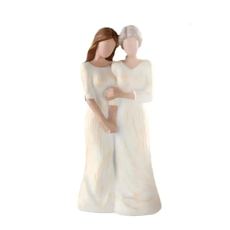 statue résine amitié sœurs blanc beige texture marbrée classique décoration intérieure