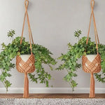 sac suspendu macramé boho hooks plante tissé beige marronclair gris artisanal