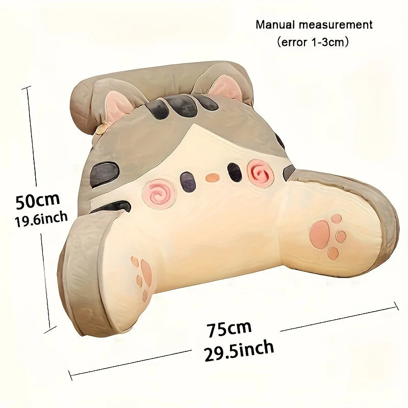 coussin décoratif chat peluche motifs oreilles rembourrées gris rose kawaii mignon 75x50cm doux