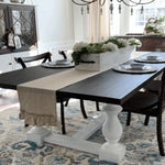 table cuisine chemin table vert foncé blanc classique rustique lavable réutilisable pâques noëlalloween valentin