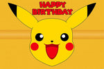 décoration anniversaire enfant pikachu happy birthday fond illustration vinyle poster Jaune Bleu