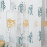 rideau blanc transparent motif feuilles tropicales moderne salon chambre