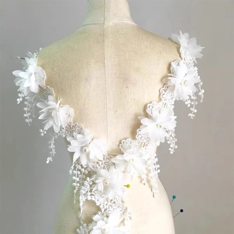 tissu dentelle polyester coton blanc noir rose clair violet fleurs romantique élégant DIY decoration