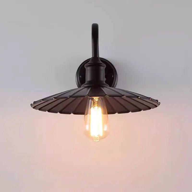lampe murale extérieure vintage noir cuivre plissée industrielle E27 220V 110V 90260V