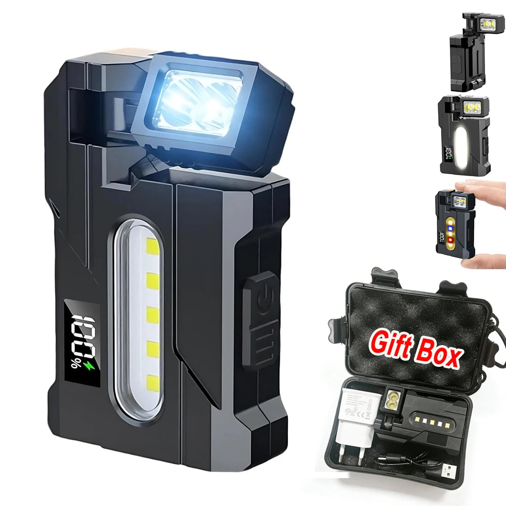 lampe torche rechargeable aimantée portative affichage charge type moderne noire
