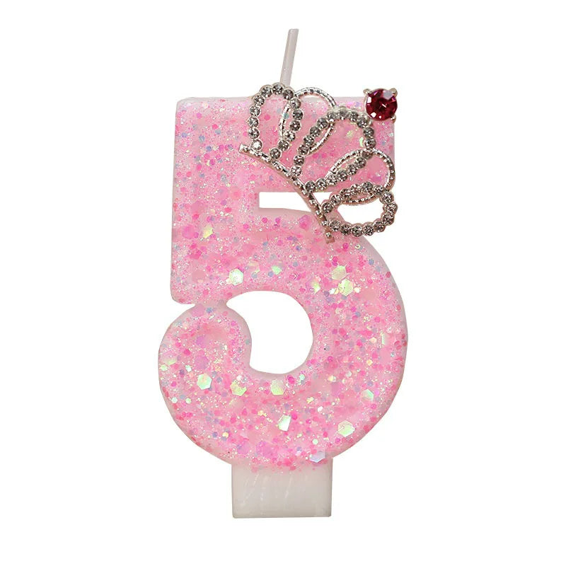 bougies anniversaire forme chiffres rose scintillants dorés festive tringle couronne strassée numéro