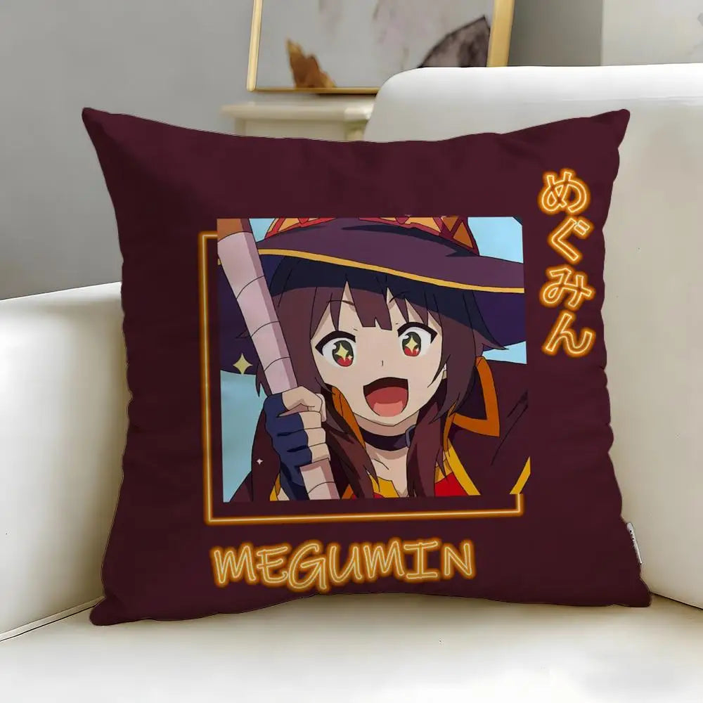 coussin anime sorcière rouge jaune noir illustration géométrique zip 45x45cm facile laver