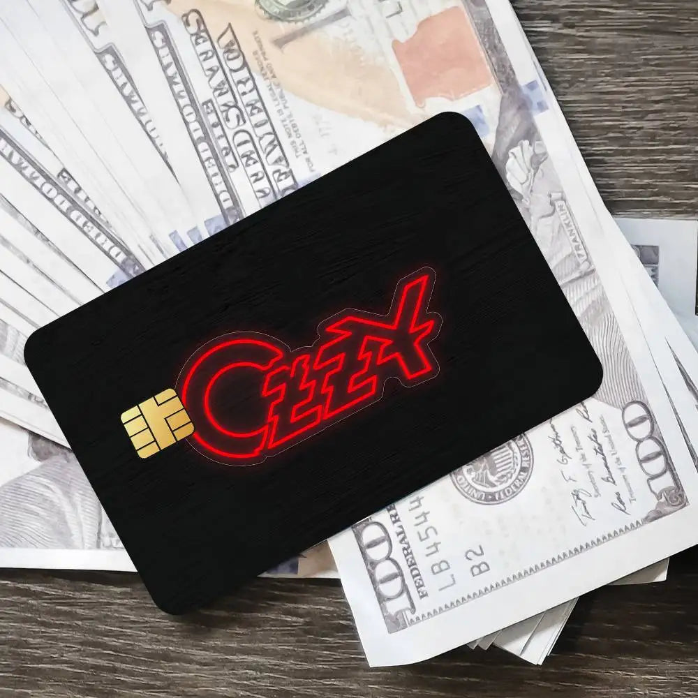 cartes crédit autocollantes ozzy osbourne logo waterproof résistantes graphique noir doré