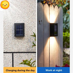 applique murale solaire moderne led noir cellules solaires bleues éclairage extérieur imperméable up down