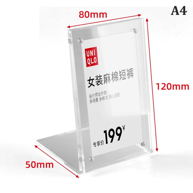 support présentation moderne transparent cartes étiquettes prix 100x150mm 120x80mm