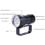 lampe torche sous marine noire texturée rainures moderne robuste poignée intégrée six anneaux six