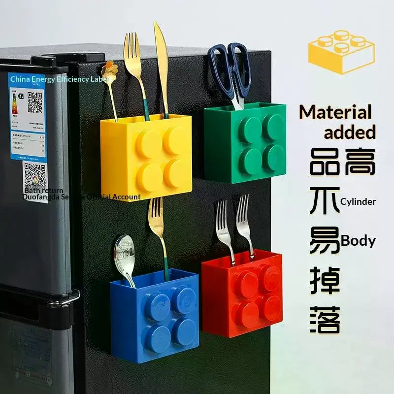 boîtes rangement magnétiques murales couleurs jaune vert bleu rouge moderne ludique cercles brique lego