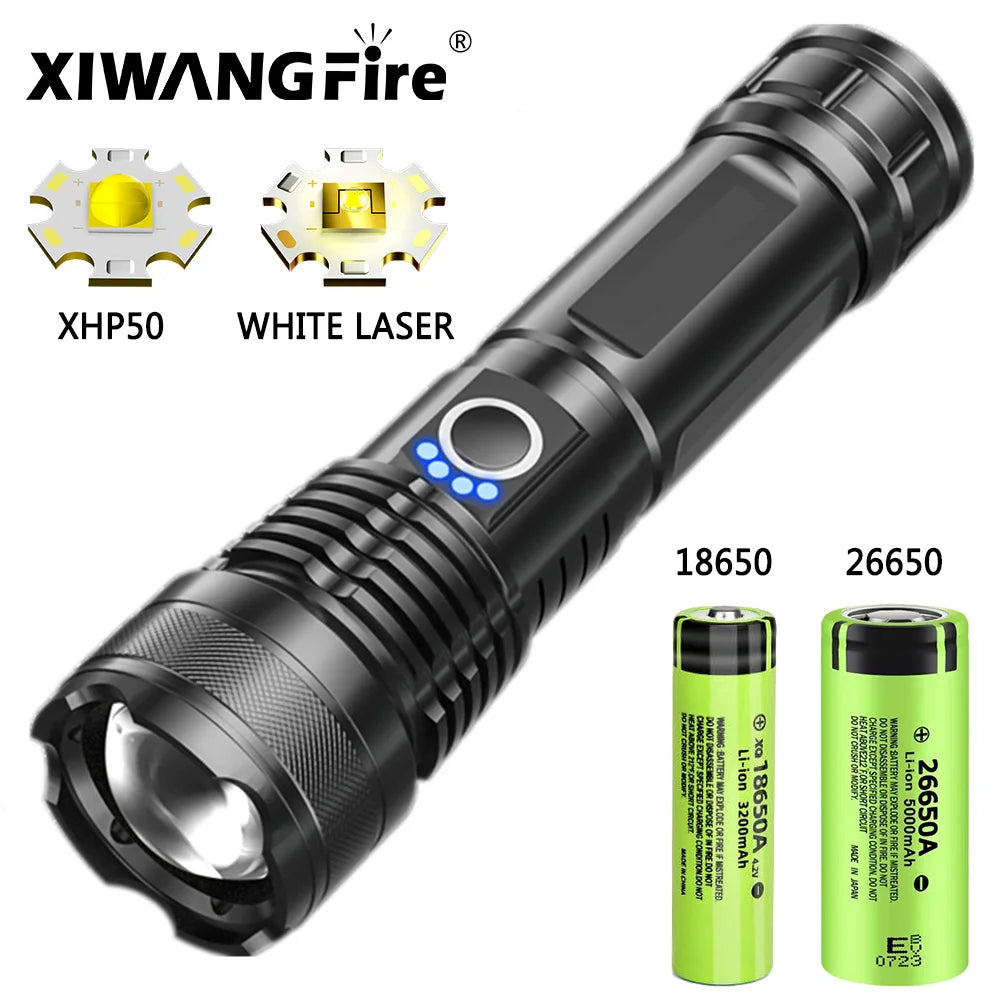 lampe torche noire rechargeable usb texturée rainures moderne robuste anneau serrage cordon