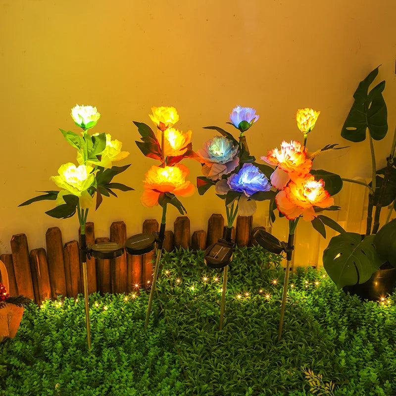 lumières solaires fleurs artificielles roses blanches jaunes extérieures autoinstallation ip44 led vacances