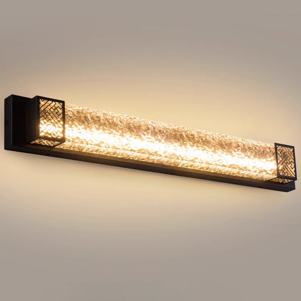 lampe murale moderne led noir doré verre ip65 48cm 60cm 90cm