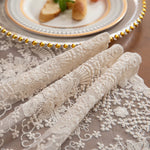 nappe dentelle florale transparente rustique thème noel halloween mariage anniversaire vintage blanc creme motifs