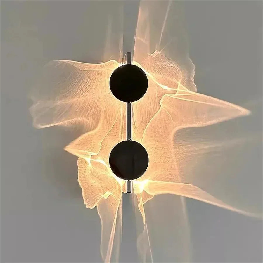 Lampes murales modernes ondulé ombre projetée noir argenté chambre coucher entrée