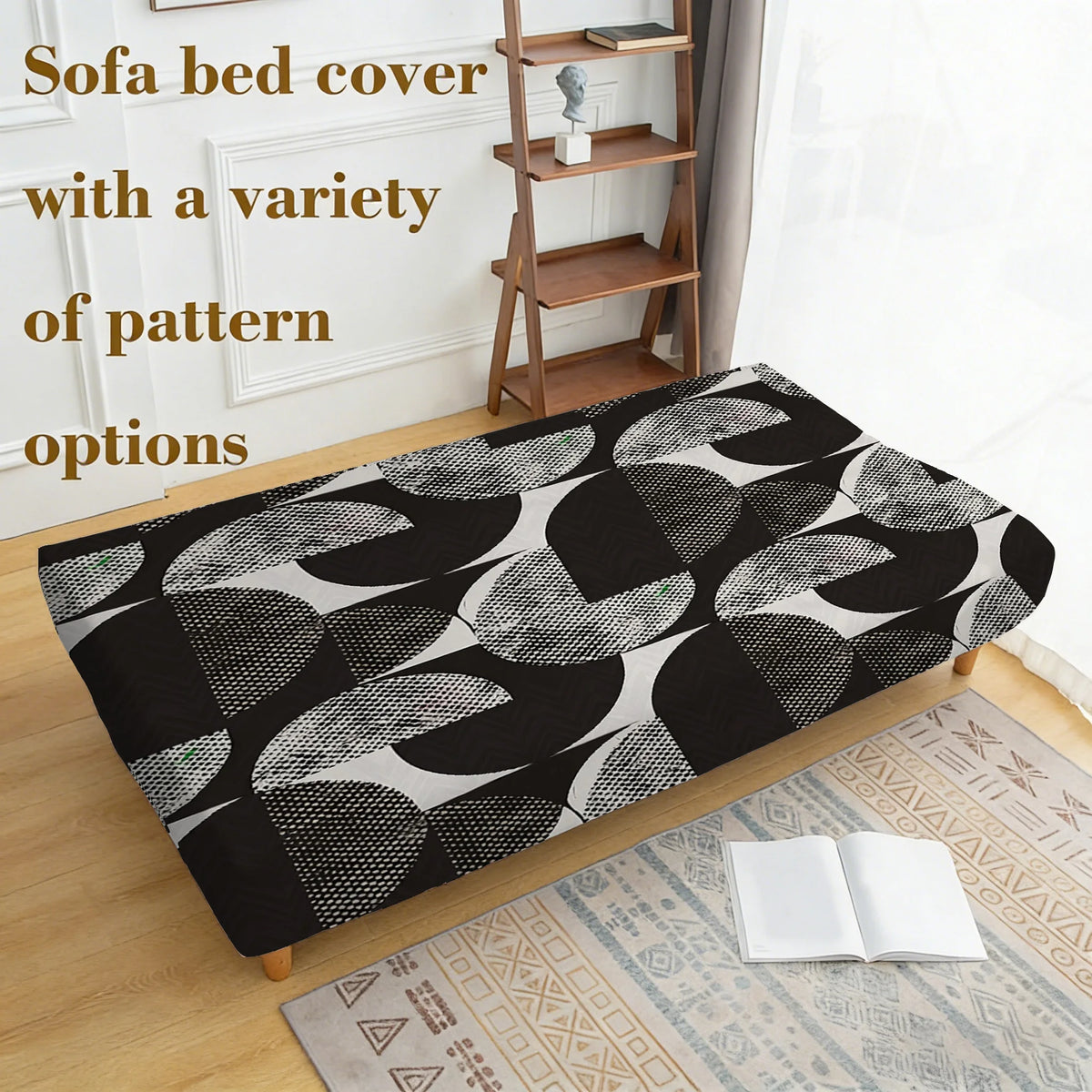 couverture canapé lit élastique géométrique noir gris moderne machine lavable 185 210cm