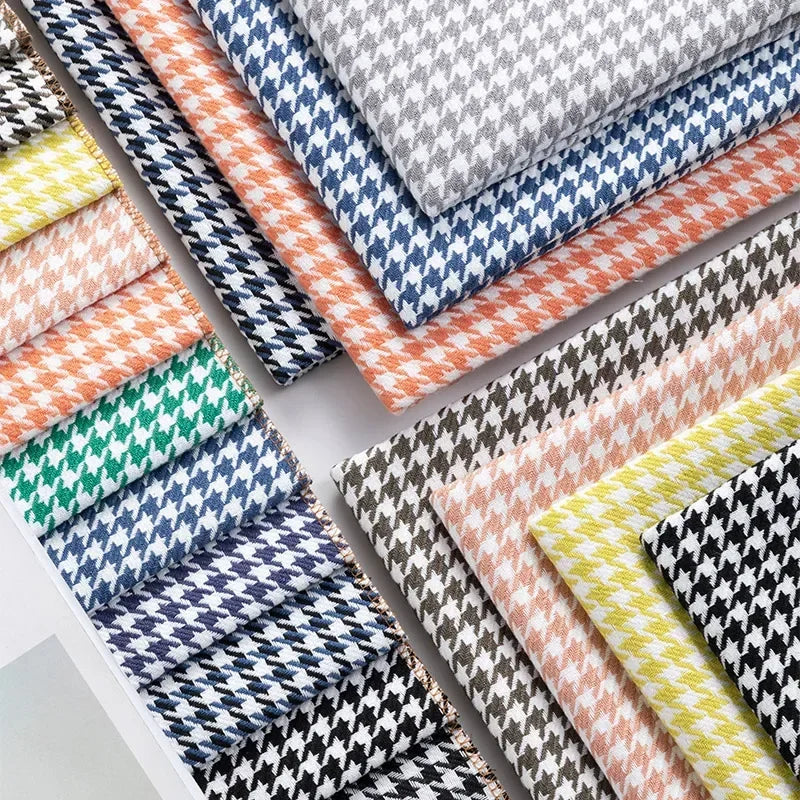 tissu houndstooth orange gris bleu marine vert noir blanc classique résistant couture 100x150cm