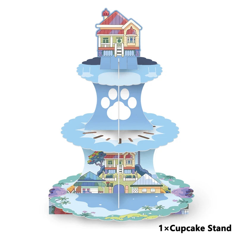 kit decoration anniversaire chien bleu assiettes gobelets serviettes guirlande support cupcake decor animaux