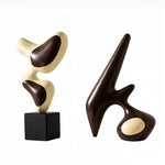 sculptures abstraites modernes bois céramique marron beige blanc noir decoration intérieur abstraite minimaliste