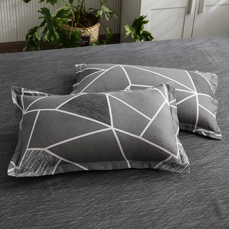 taies d'oreiller rectangulaires motif géométrique carreaux gris moderne 100% polyester 48x74cm enveloppe double inclusion