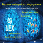 projecteur led extérieur effet eau dynamique poissons koi lotus logo décoration jardin piscine dynamique