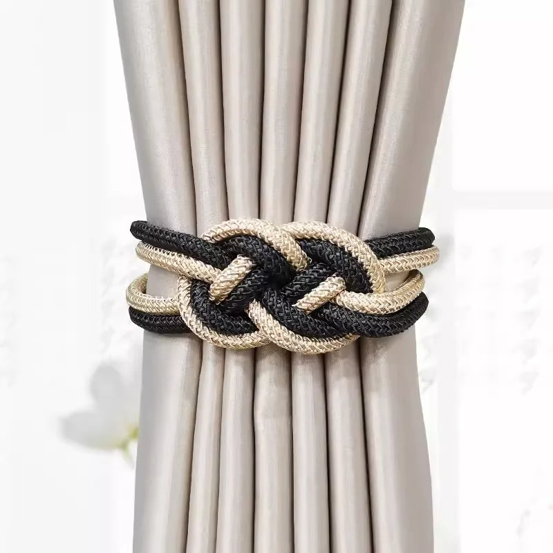 rubans fenêtres modernes aimants bleu doré tissés noeuds