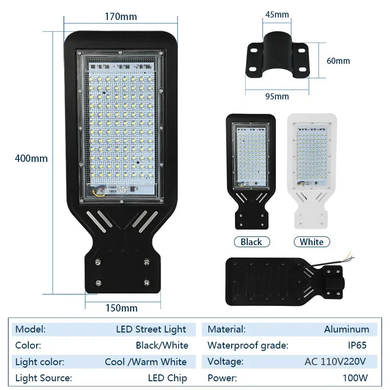 lampe rue led moderne étanche noir blanc ip65 100w ac 110v 220v