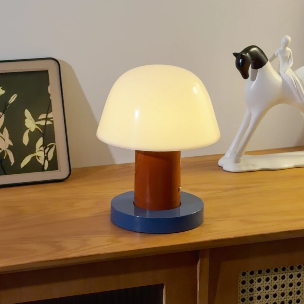 veilleuse table champignon rechargeable led tactile blanc orange bleu marine moderne