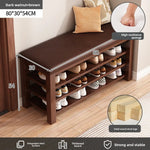 tabouret rangement chaussures bois naturel moderne minimaliste coussin rembourré étagère entrée multifonction adultes seniors