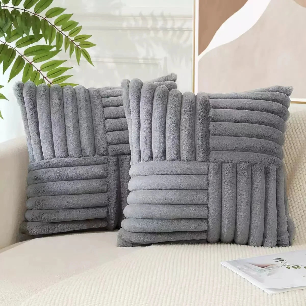 housses coussin polyester rayées blanc modernes adhésives occasionnelle décoration maison