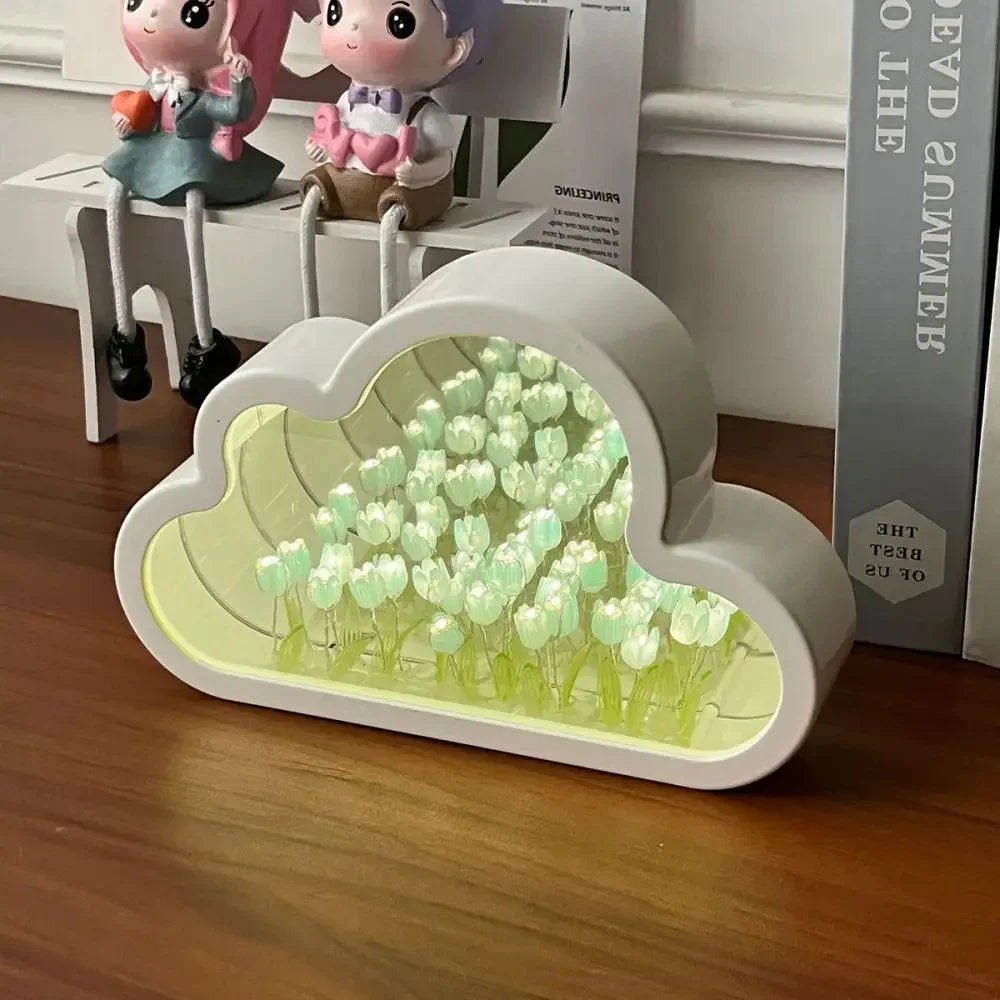 lampe nuit tulipes blanc rose violet moderne décorative adhésif fleurs artificielles feuilles tulipe petits
