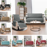 housse canapé réversible quiltée gris beige poche rangement boucles métalliques