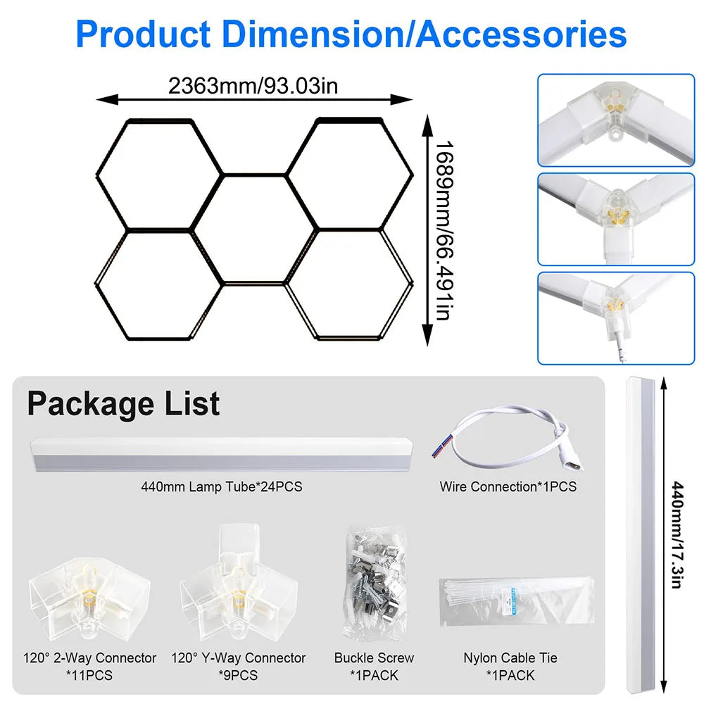 plafonnier led blanc moderne forme hexagonale nid d'abeille salon salle conférence