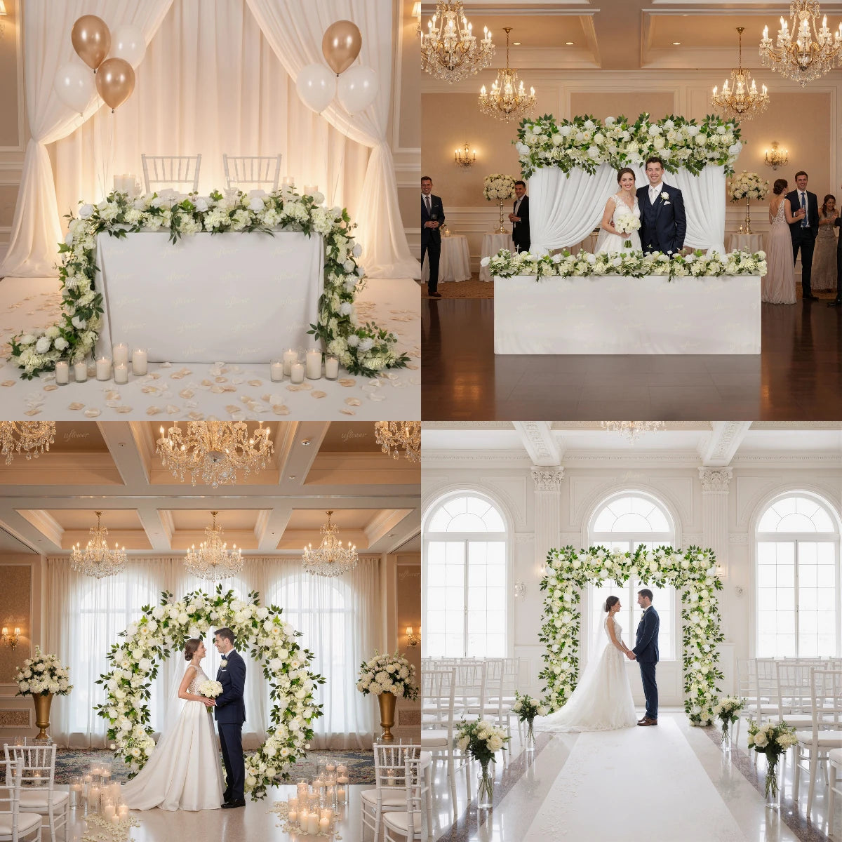 guirlande fleurs artificielles roses pivoines mariage anniversaire arches décorations extérieures romantiques classiques