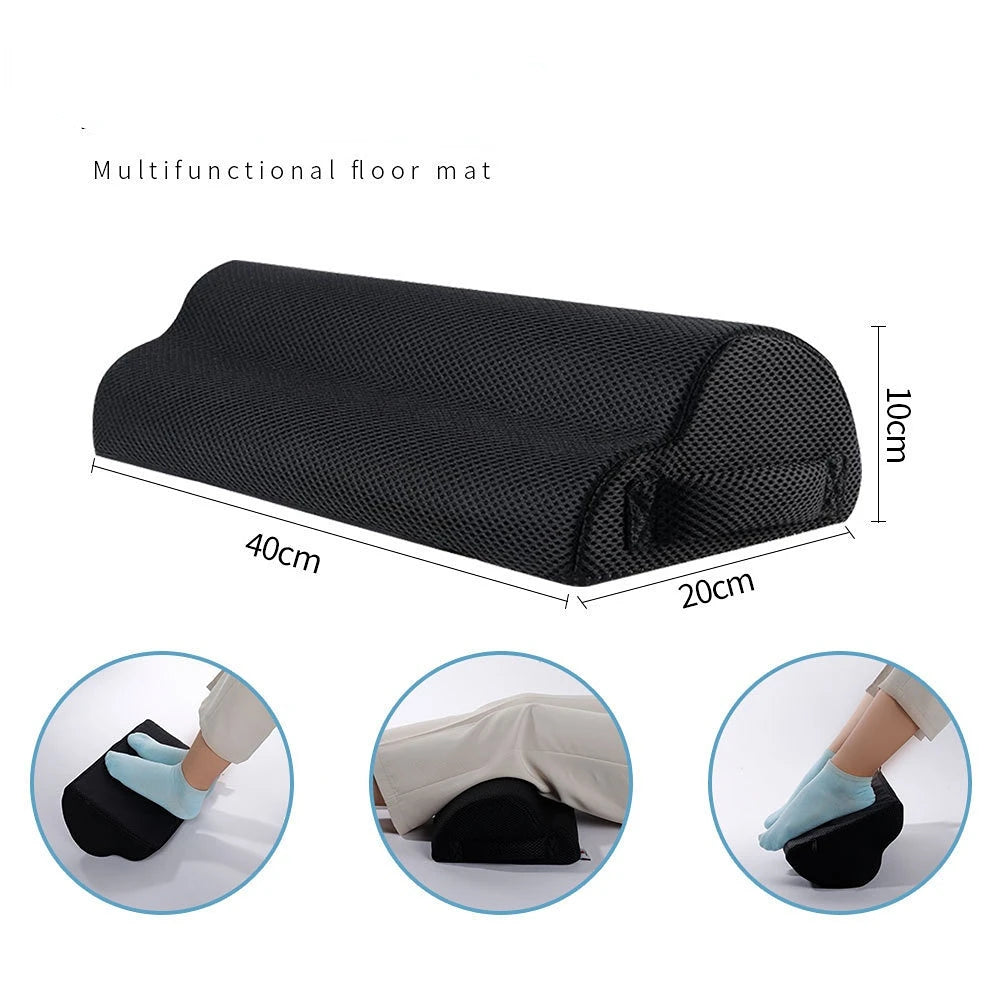 coussin repos pieds mousse mémoire forme polyester noir maille confortable ergonomique sous travail maison