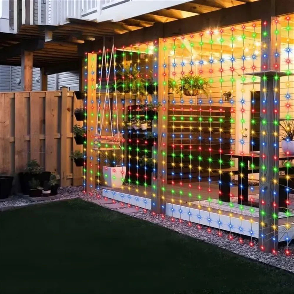 rideau lumineux led multicolore moderne 300 leds 3x3m télécommande usb