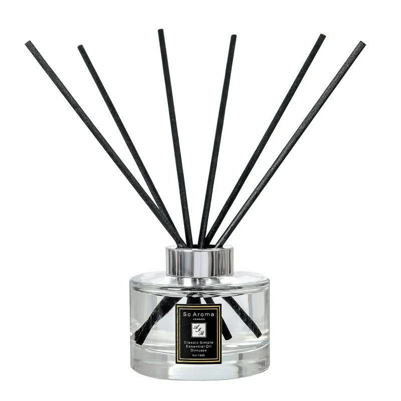 diffuseur d'odeur moderne noir transparent bâtonnets parfumés aromathérapie intérieur 120ml basilic citron vert chambre