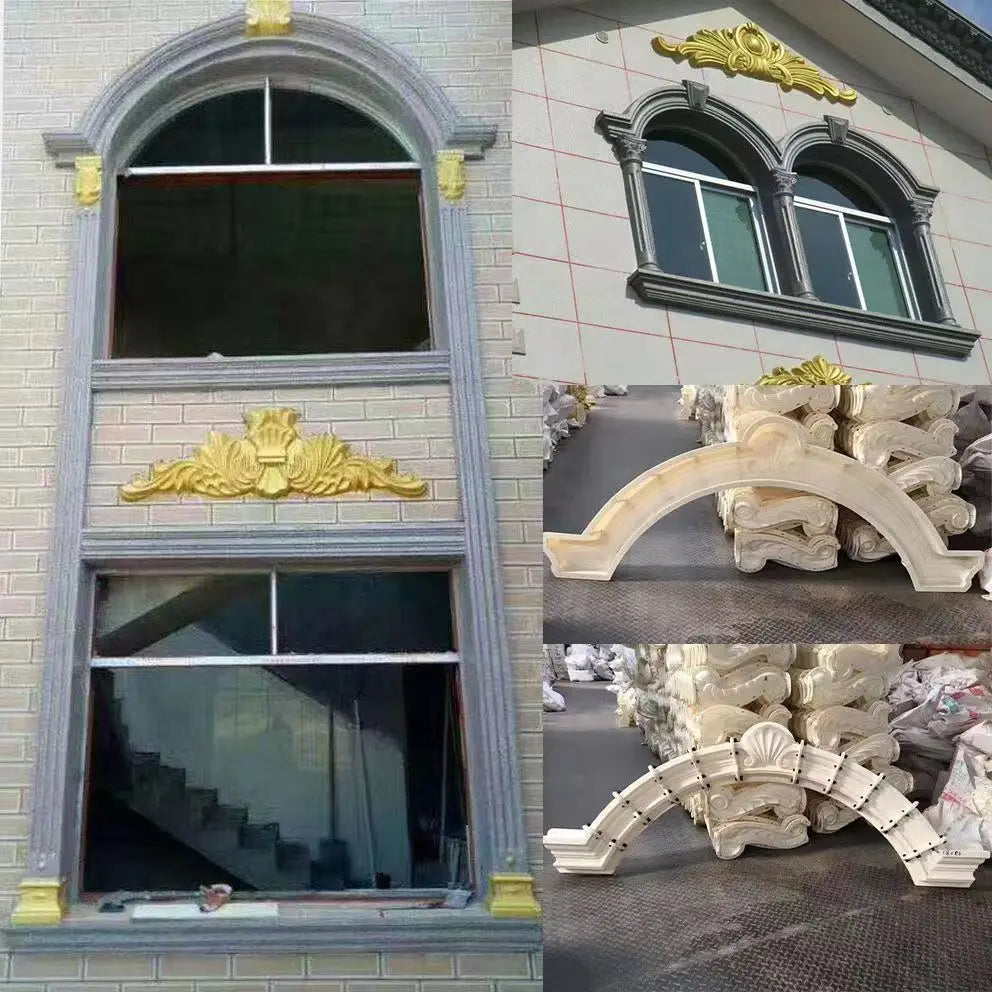 Panneau fleuri en relief sur façade de maison