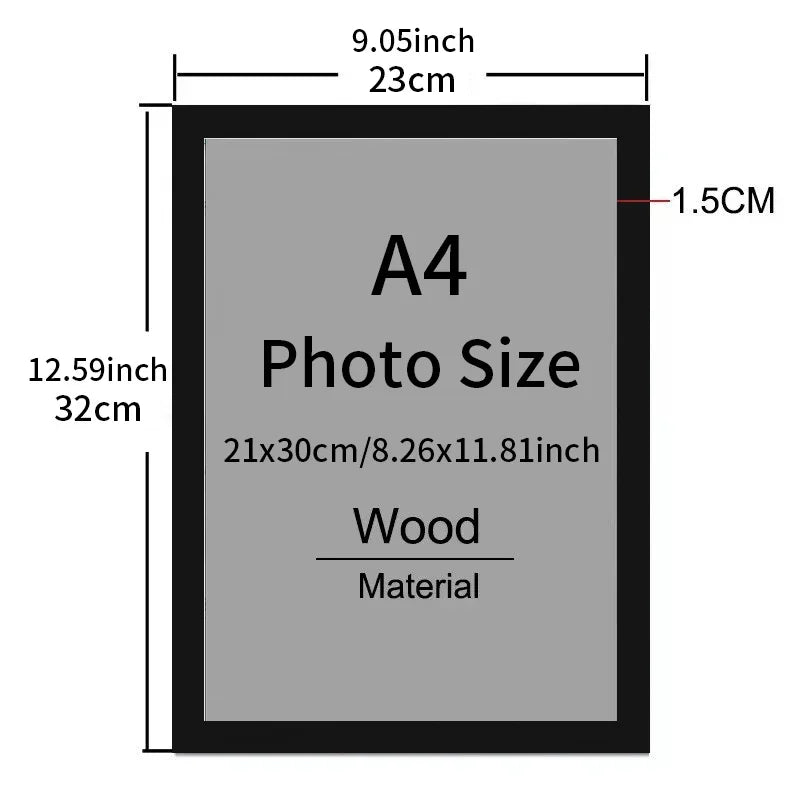 cadre photo moderne bois noir blanc minimaliste suspension 21x30cm