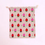 sac rangement coton rose flammes fraises vintage doux portefeuille voyage