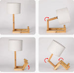 lampe table moderne bois bambou blanc tissu opalescent minimaliste led