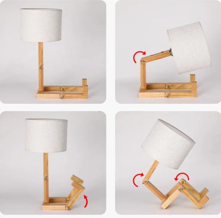 lampe table moderne bois bambou blanc tissu opalescent minimaliste led