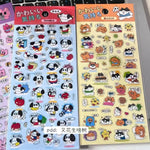 sticker kawaii mignon clips bleu jaune rose textes japonais dessins animés album autocollants