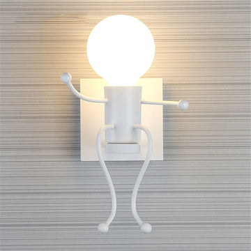 applique murale enfant personnage stylisé fer noir blanc lampe chambre décoration moderne