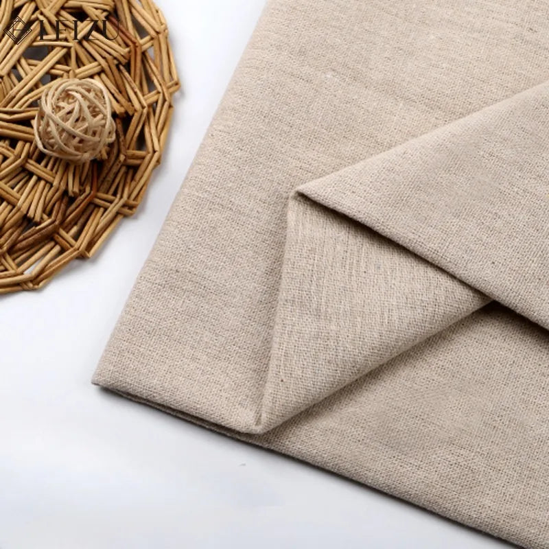 tissu coton lin beige clair foncé texture naturelle résistante bricolage patchwork couture maison classic