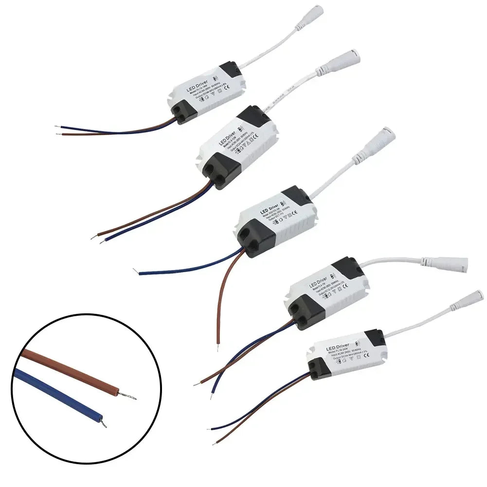 transformateur led blanc noir moderne câbles couleur différente 120v 240v 3w 6w 18w 24w