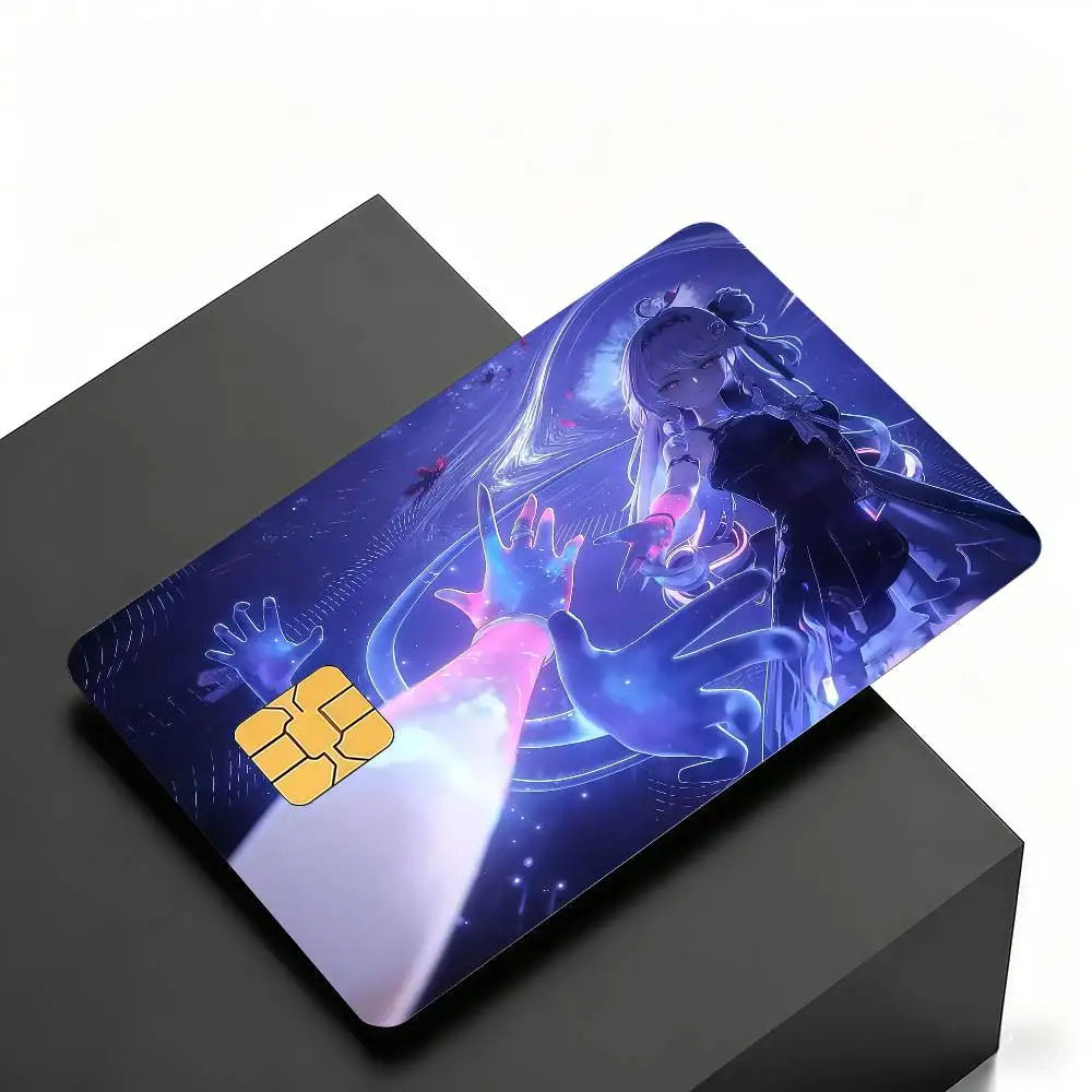 cartes crédit personnalisées anime fille étoiles adhésif rose bleu noir protégées transporte bancaire debit